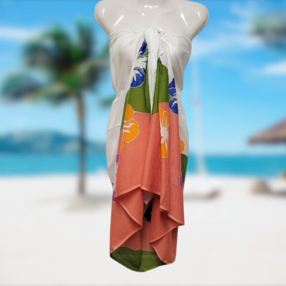 Cover Up Long Wrap, Halter or Strapless Wrap Dress Cotton Coverups - Picture 3 of 8